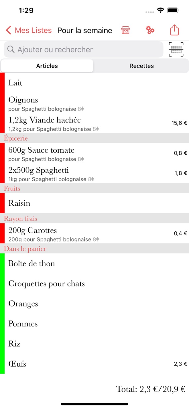 Shopping List and Recipes · iPhone screenshot 2